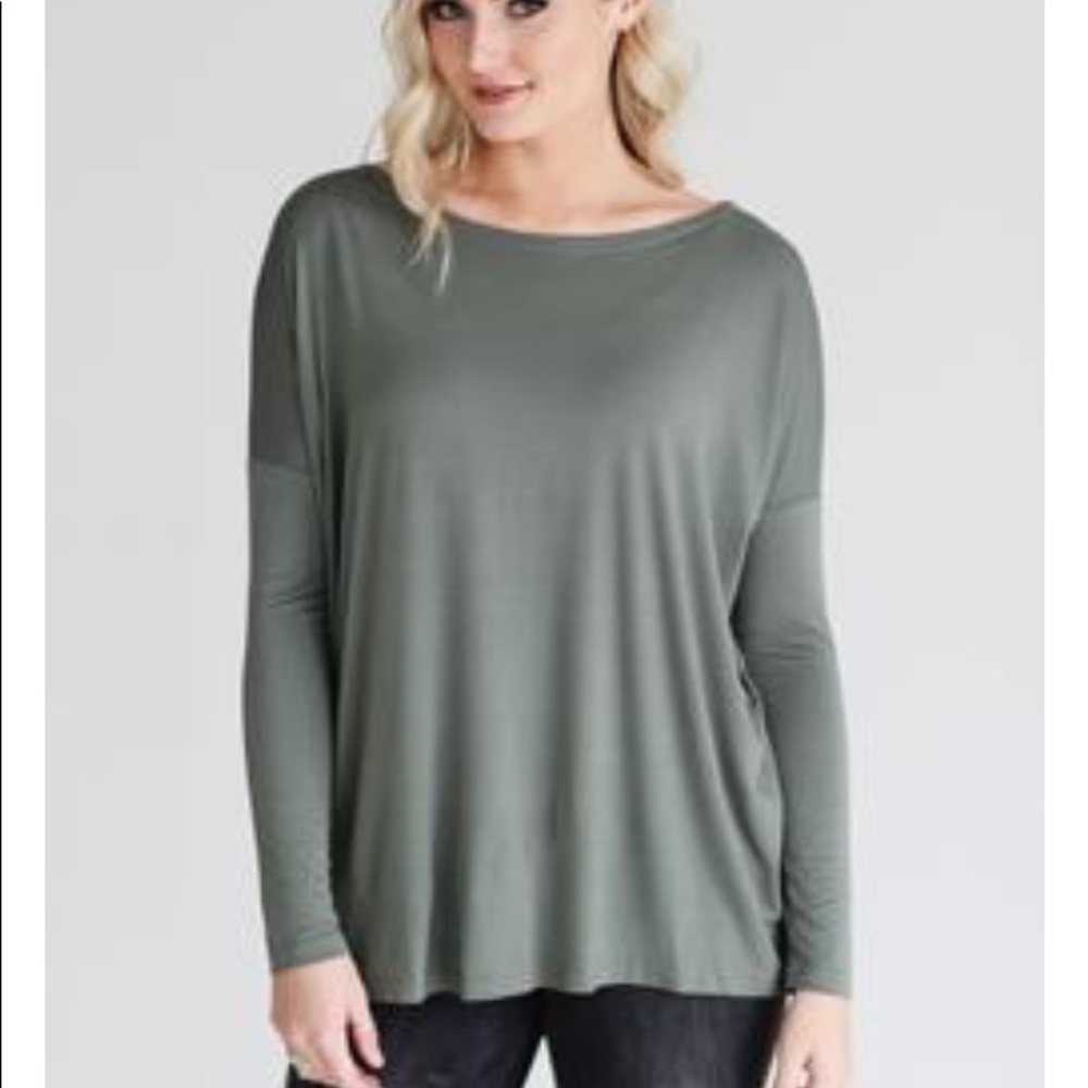 Dark Olive Green Long Sleep Piko Top Shirt
